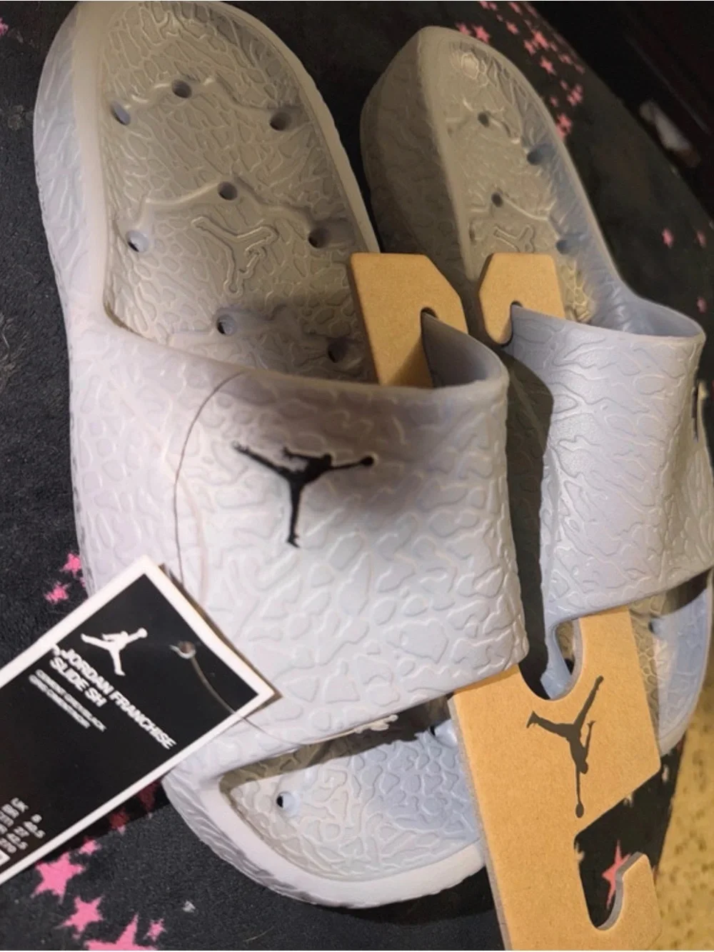 Jordan Youth Light Gray Slide Sandals with Jumpman Logo